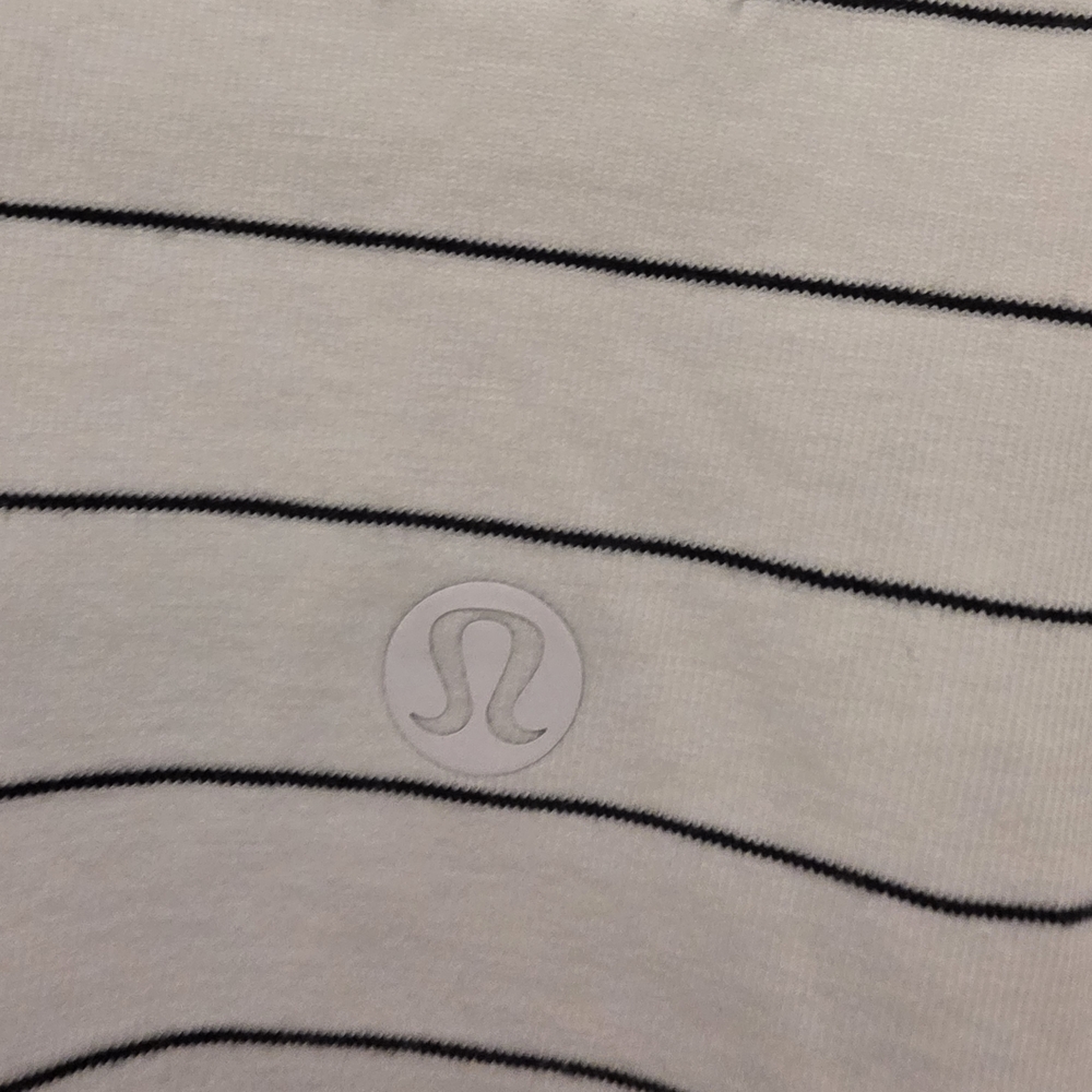 Lululemon Athletica White and Black Striped Tee - Picture 5 of 5